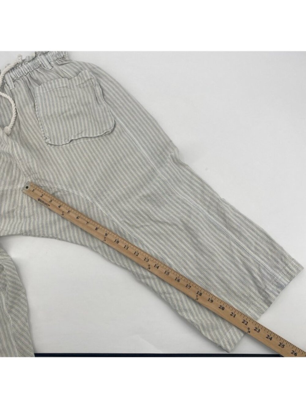 Free People Small Runyon Sky Blue Stripe Oversized Drawstring Harem Pants STAIN - Picture 7 of 16